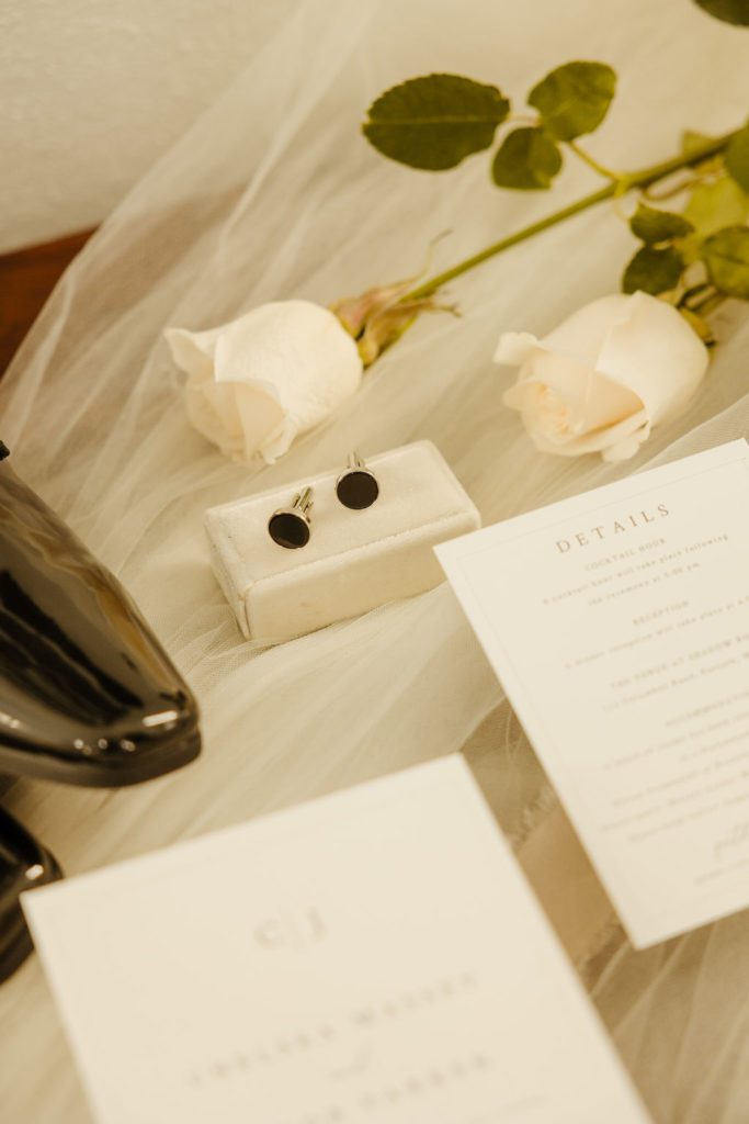 bride and groom details a black and white themed wedding