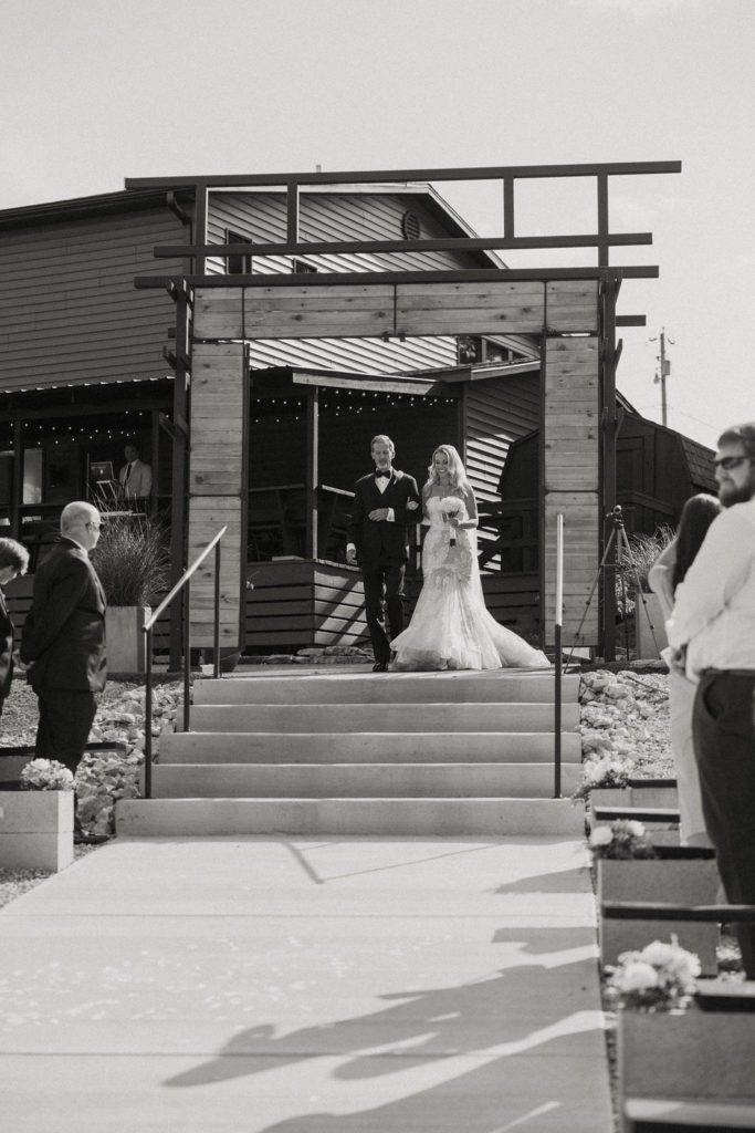 a black and white themed wedding ceremony
